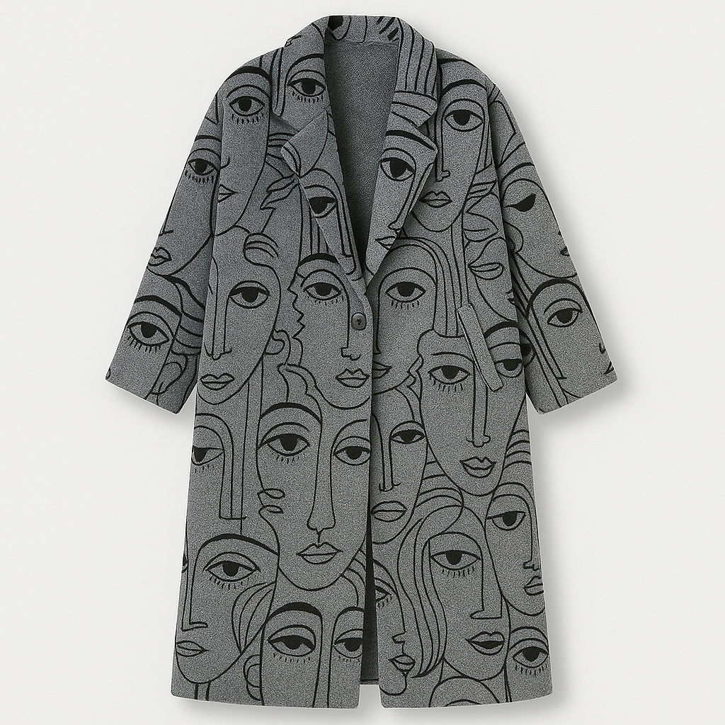 Oversized plaid wool coat with notched lapel collar and single-button front, styled for modern streetwear looks