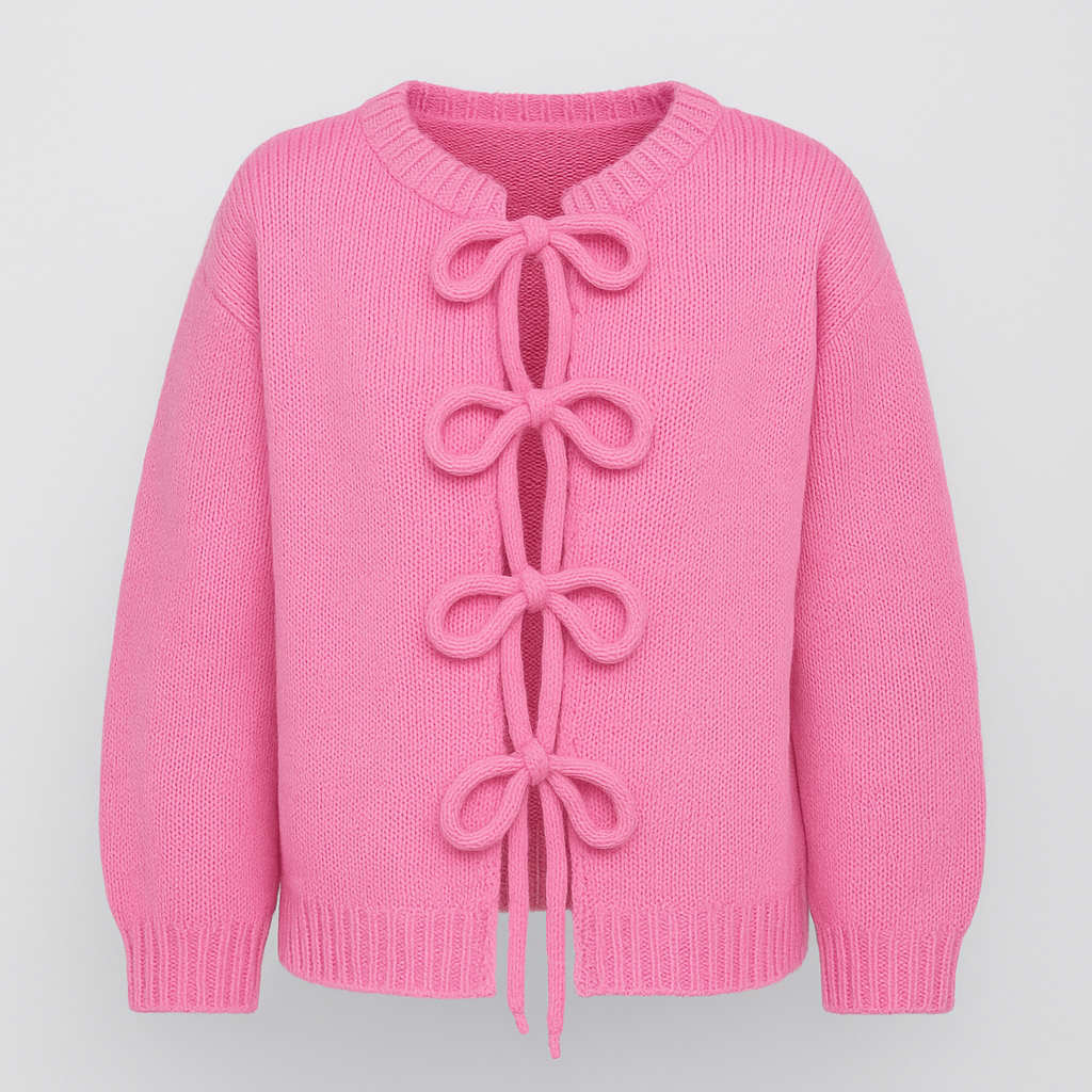The Colette Bow Cardigan – – Pink–Lila Faye