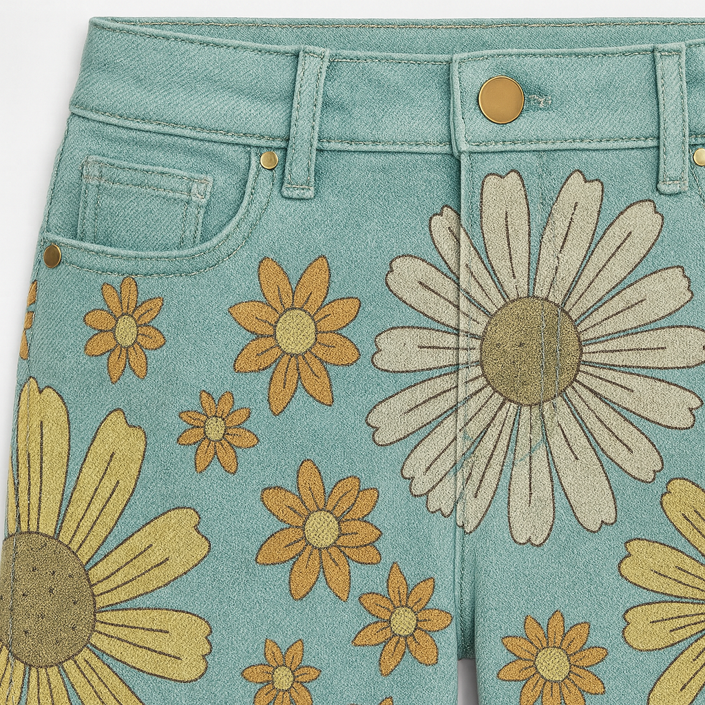 The Delaney Floral Wide-Leg Jeans – Pants – Light Blue – Lila Faye