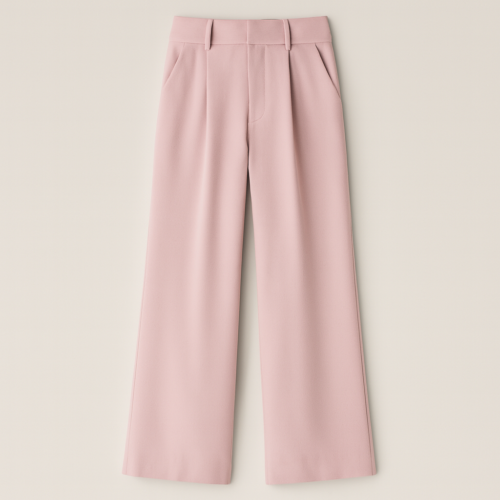 High-waisted wide-leg trousers with front pleats and side pockets.