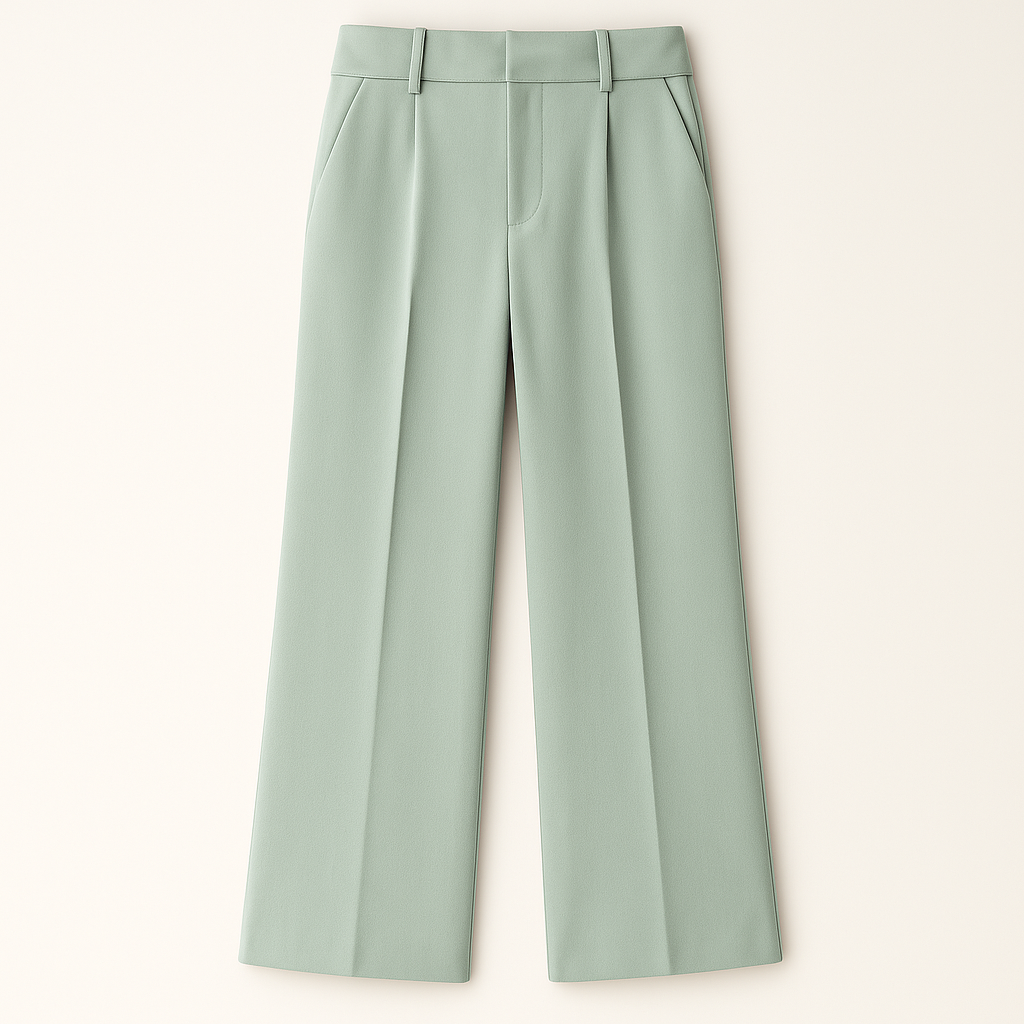 High-waisted wide-leg trousers with front pleats and side pockets.