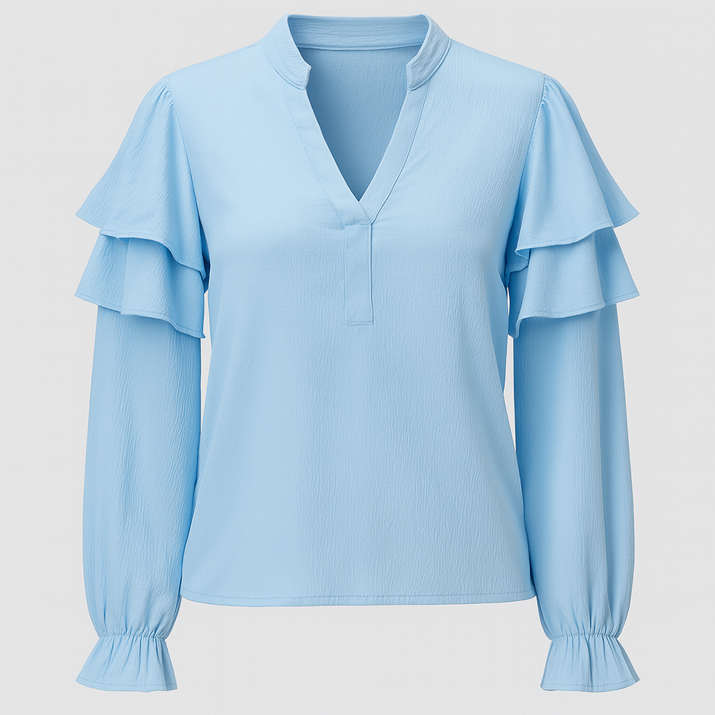 The Ella Ruffle Blouse – – Blue–Lila Faye