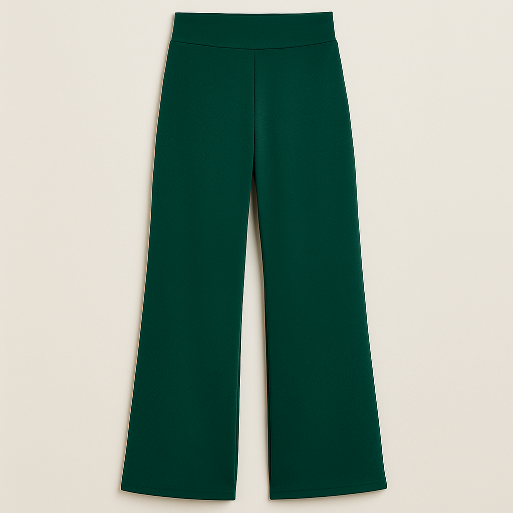 Wide-leg yoga pants with crossover waistband and side pockets, styled for active and athleisure looks