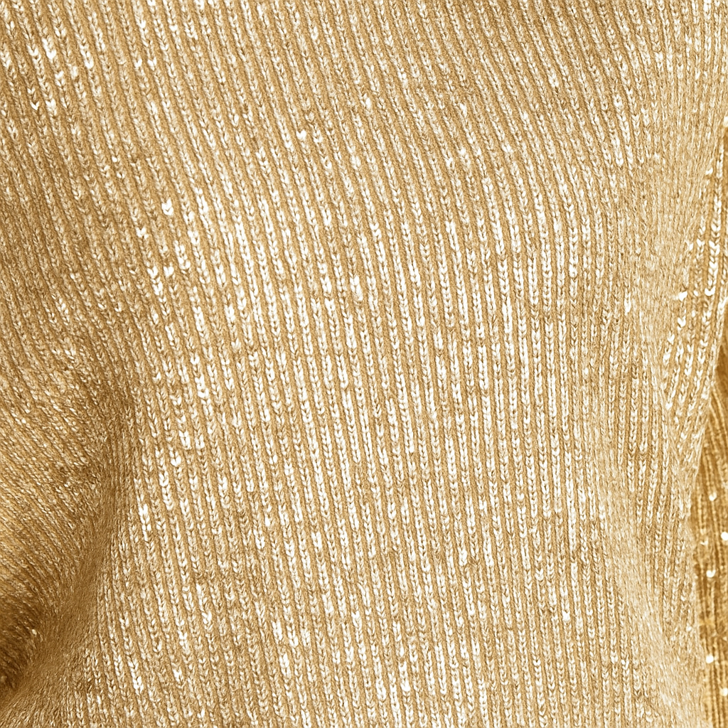 Sequin mini dress with one-shoulder neckline, long sleeves, and straight skirt.