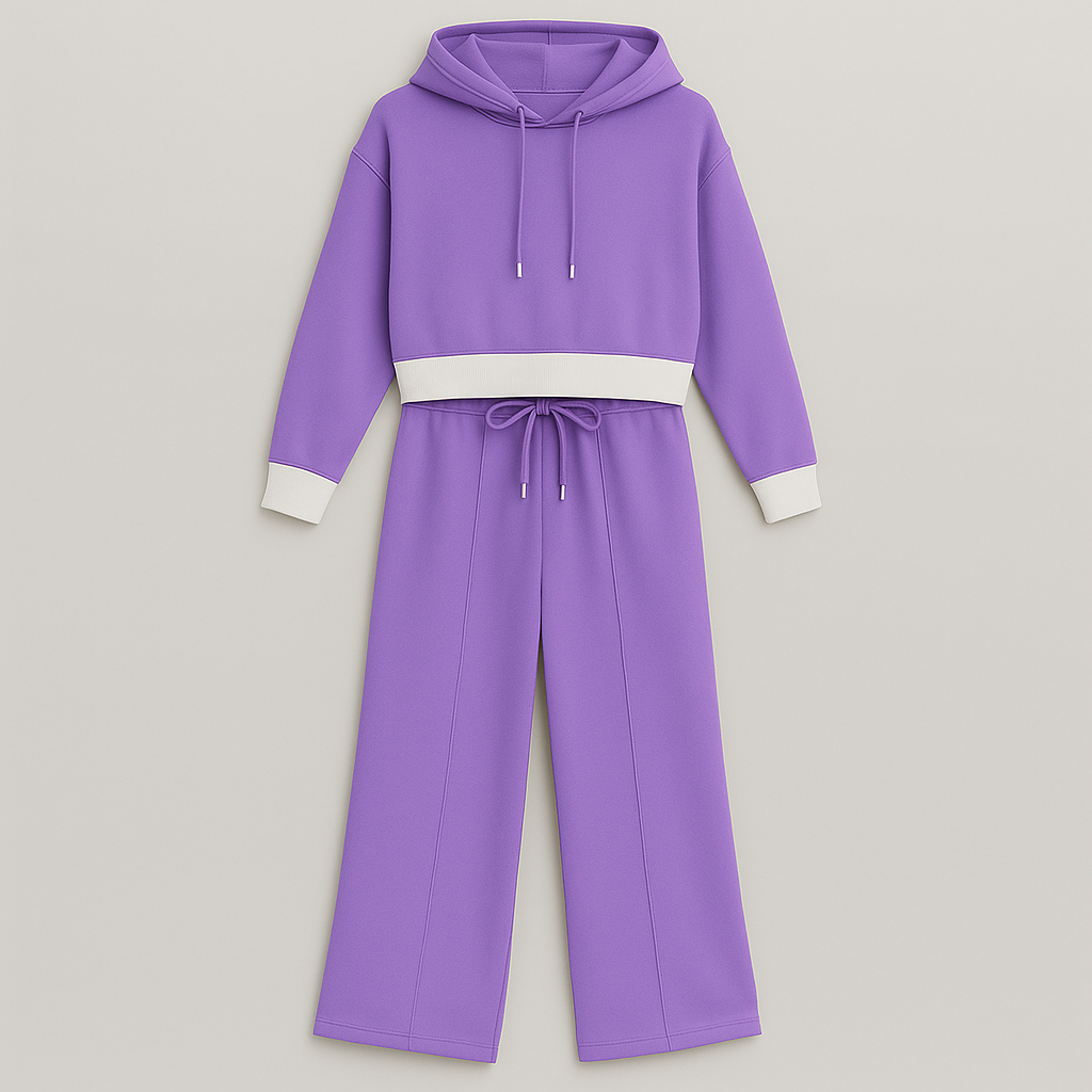 Wide-leg lounge pants with drawstring waist and relaxed fit, styled for everyday comfort and casual looks