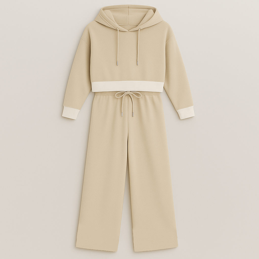 Wide-leg lounge pants with drawstring waist and relaxed fit, styled for everyday comfort and casual looks