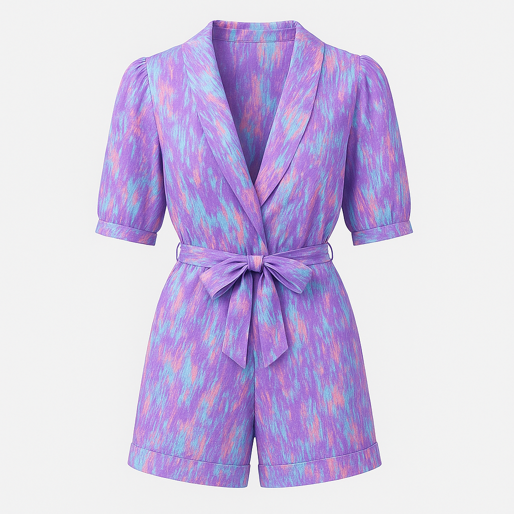 The Hyeon Printed Romper – Romper – Purple – Lila Faye