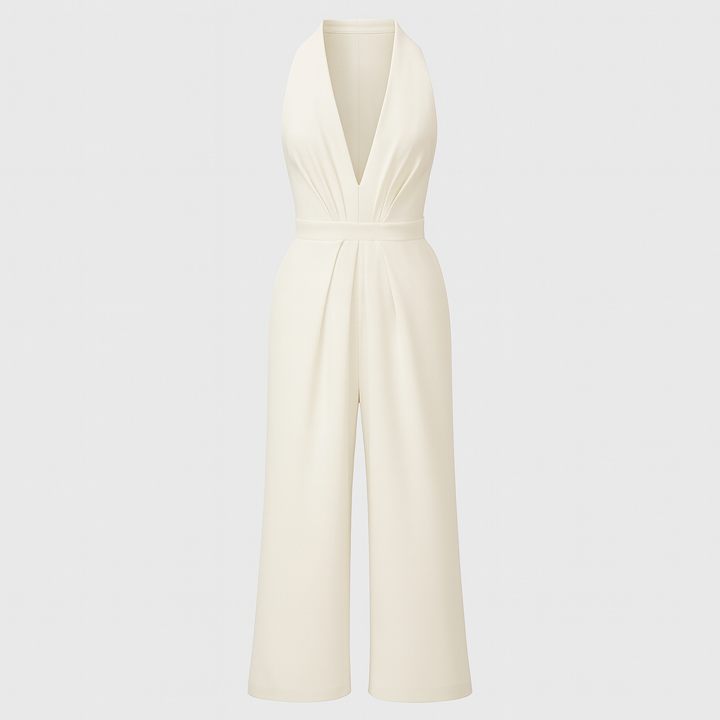 The Lestari Halter Jumpsuit – Jumpsuit – White – Lila Faye