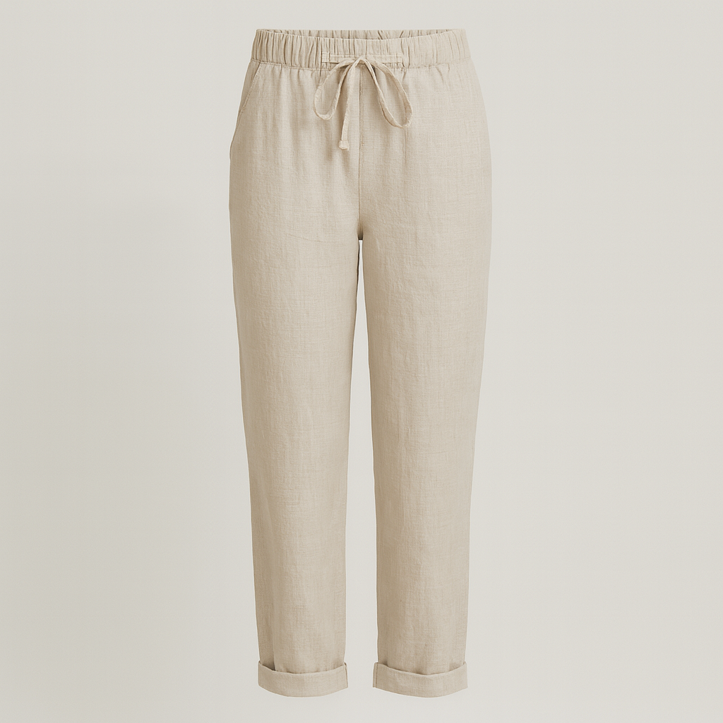 The Lila Cotton Blend Trousers – Trousers – Beige – Lila Faye