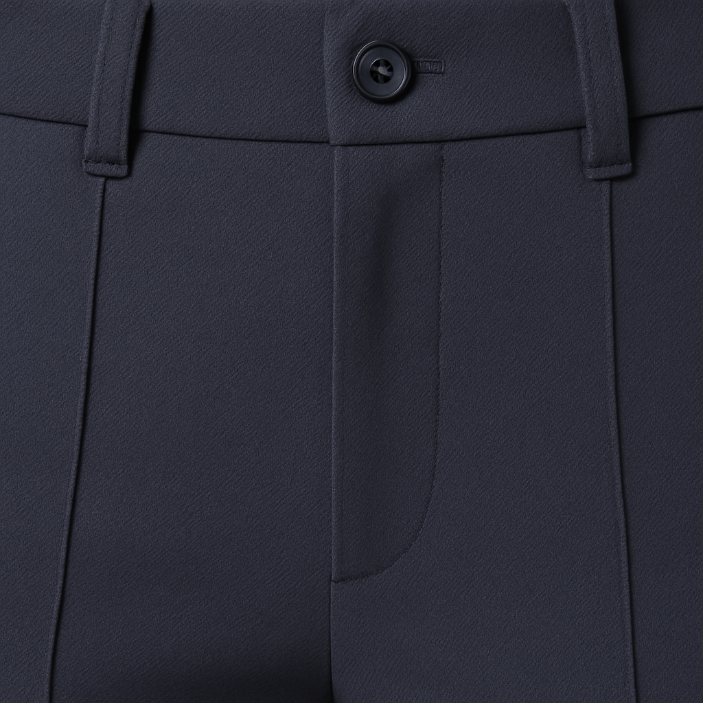 Tailored wide-leg trousers with fitted waistband, front seam detail, and full-length drape for versatile everyday wear