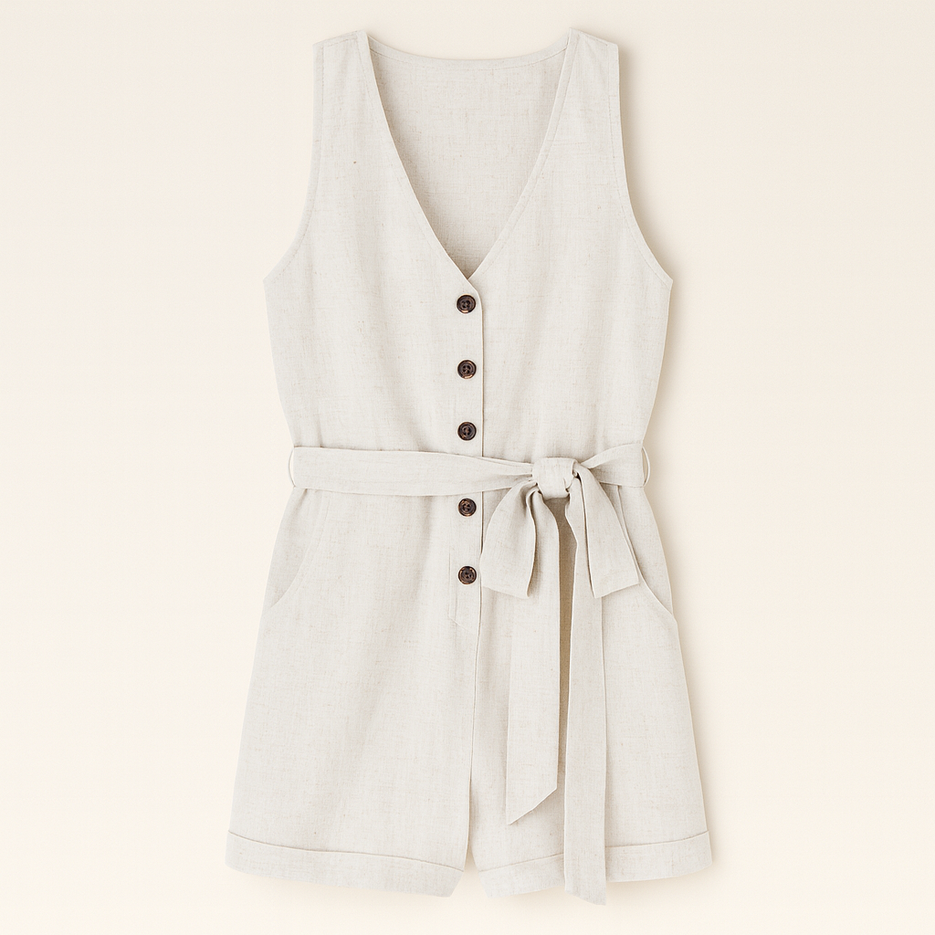 The Manaia Belted Romper – Romper – White – Lila Faye