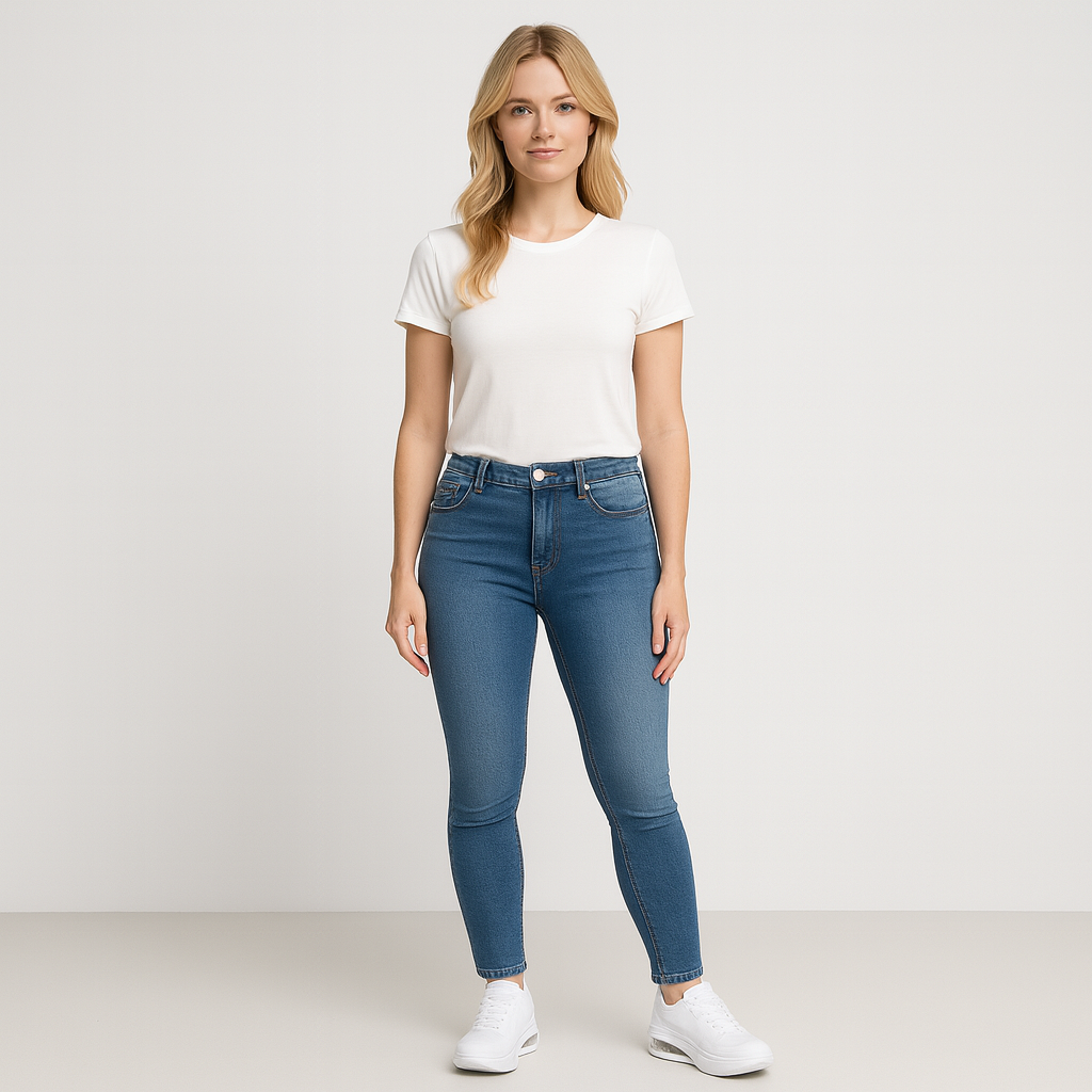 White sneakers with air-cushion sole, lace-up design, and minimalist sporty style