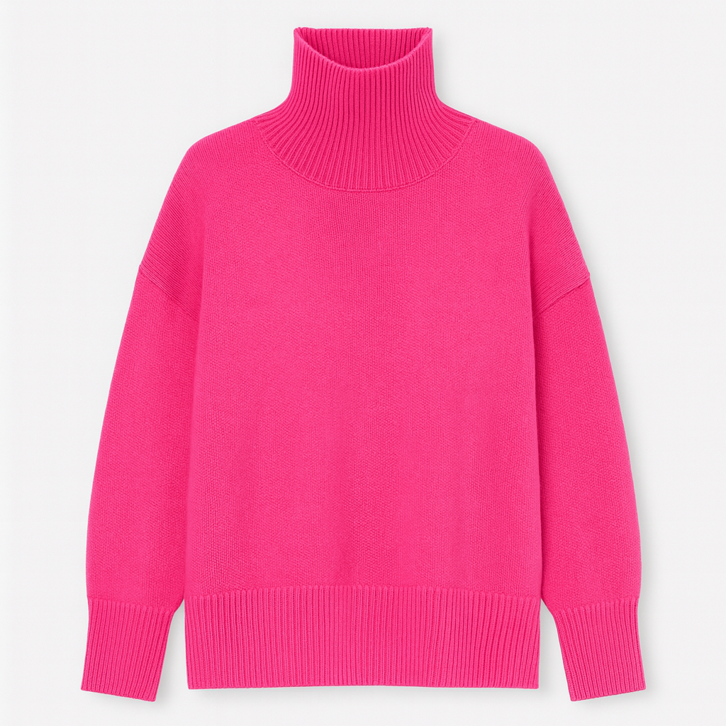 Knitted turtleneck jumper with a relaxed fit, ribbed neckline, cuffs, and hem.