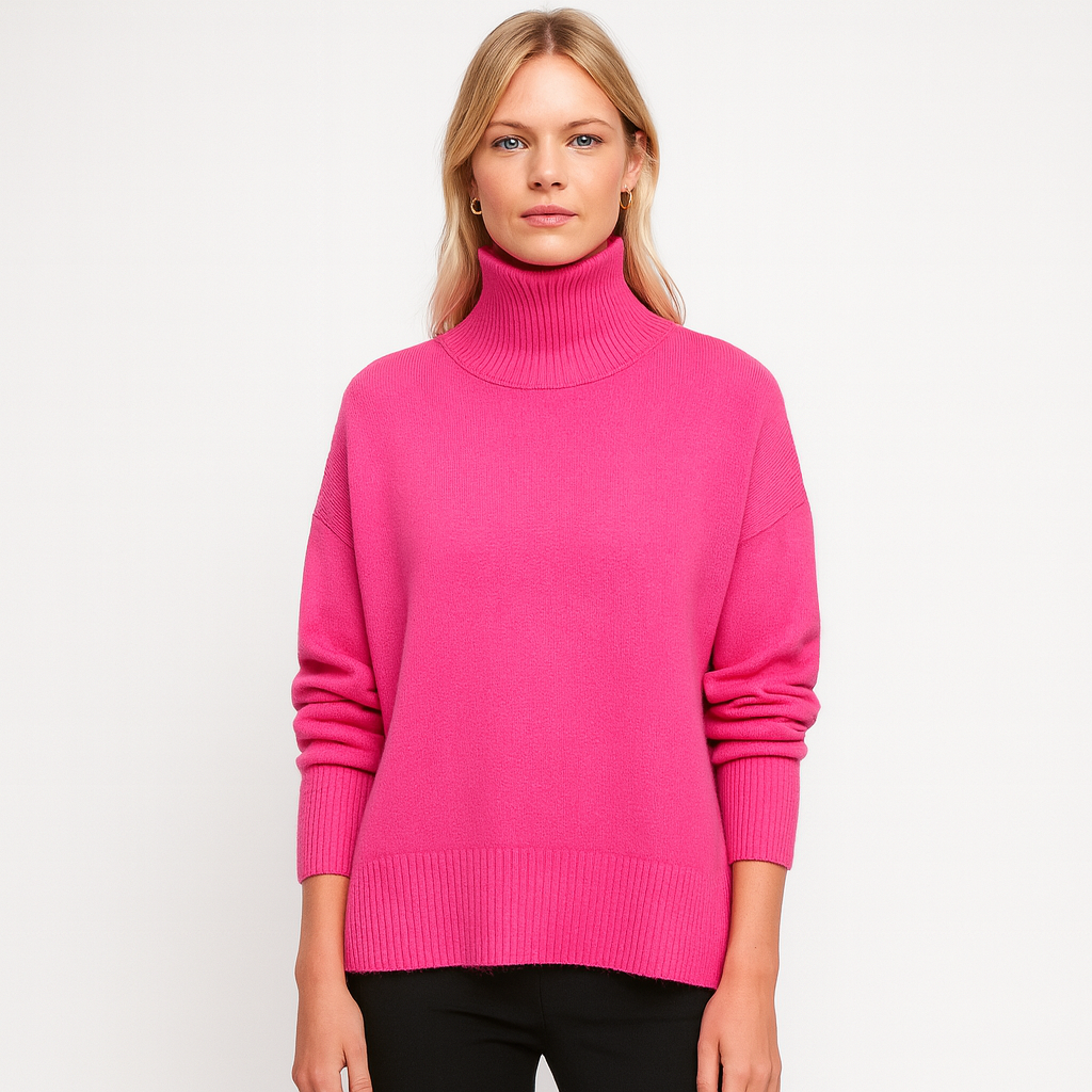 Knitted turtleneck jumper with a relaxed fit, ribbed neckline, cuffs, and hem.