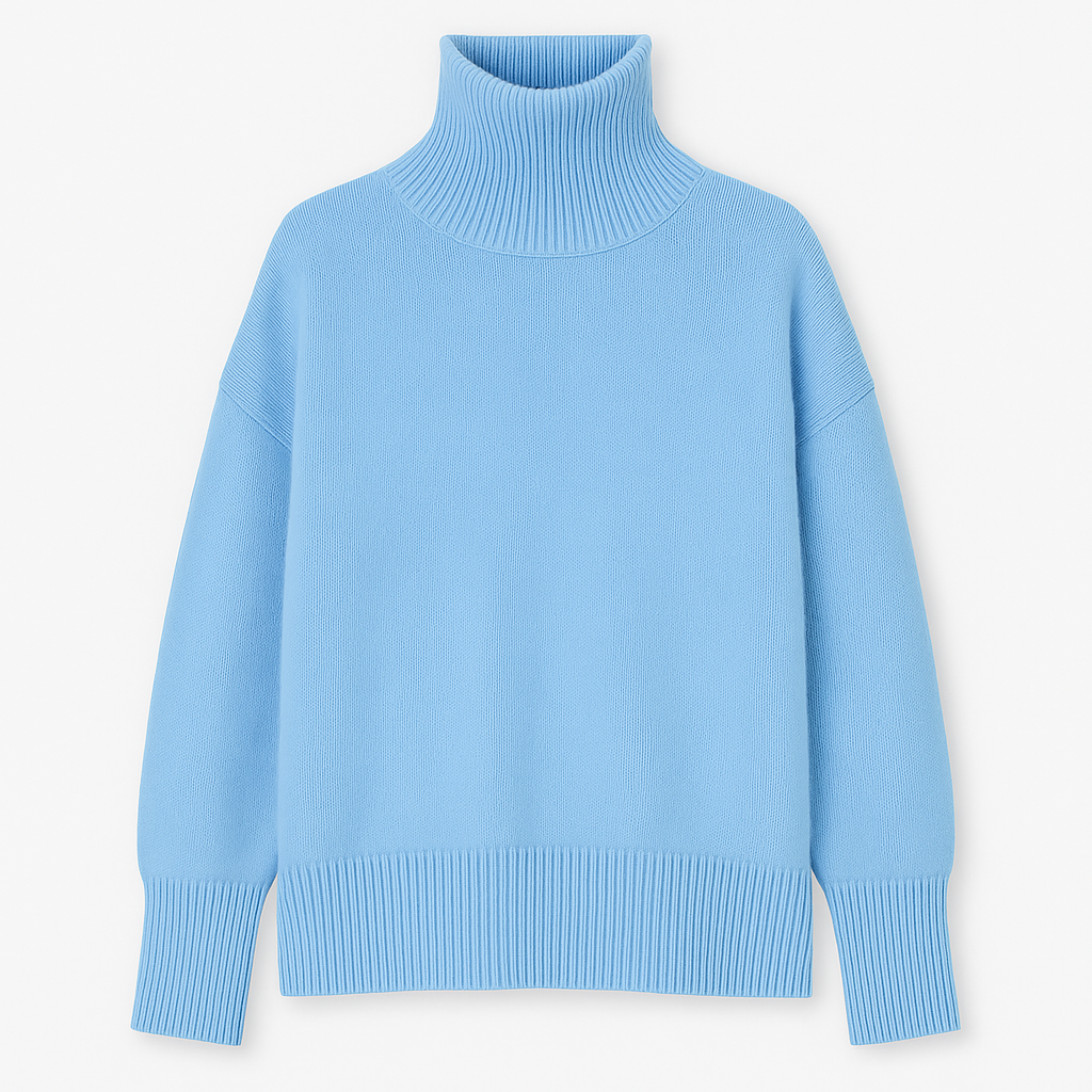 Knitted turtleneck jumper with a relaxed fit, ribbed neckline, cuffs, and hem.
