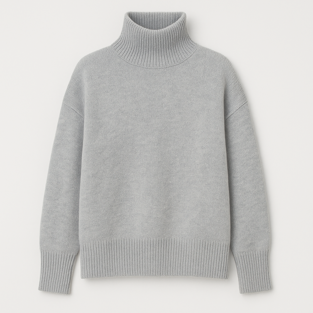Knitted turtleneck jumper with a relaxed fit, ribbed neckline, cuffs, and hem.