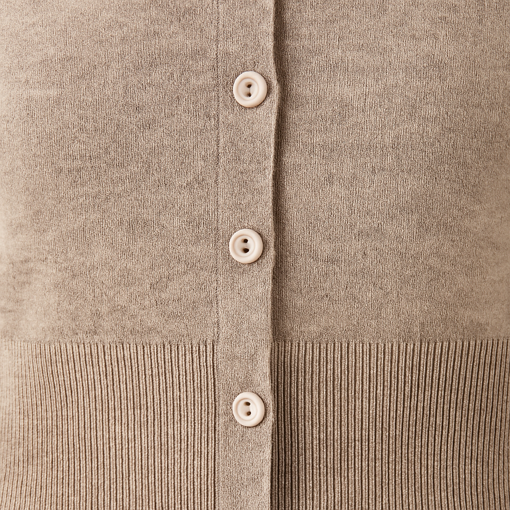 Knit button top with cropped ribbed waist and cap sleeves