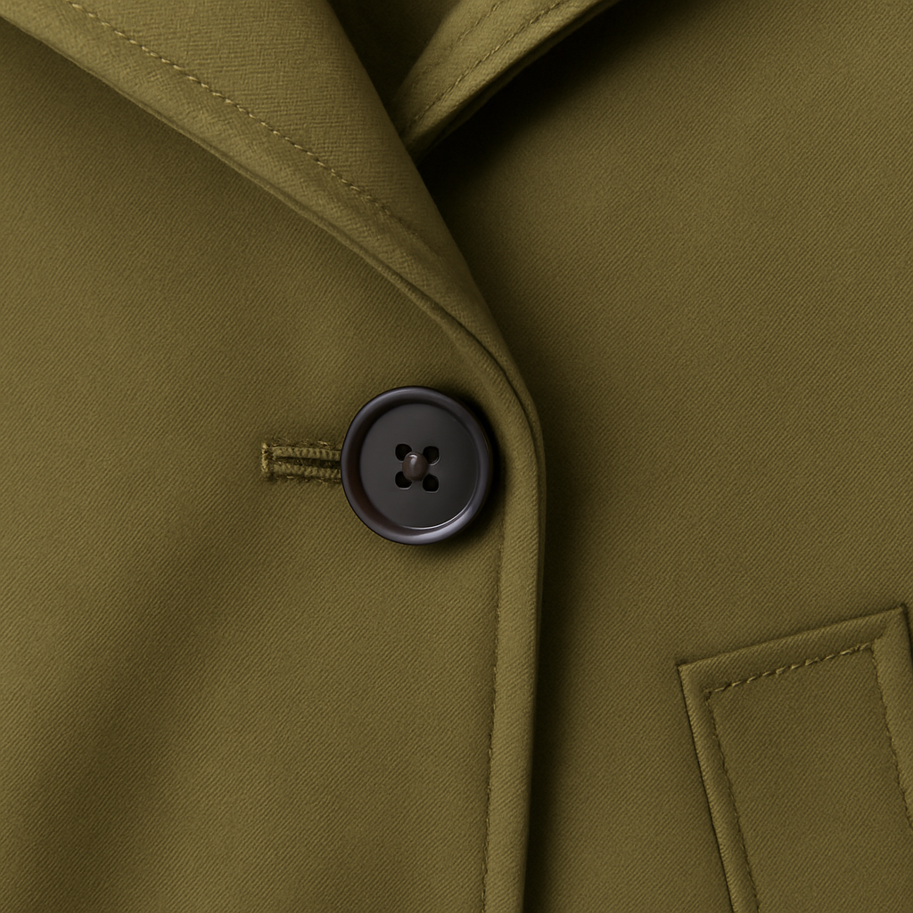 Hooded jacket with button-front closure, fold-over collar, and front pockets designed for versatile everyday wear