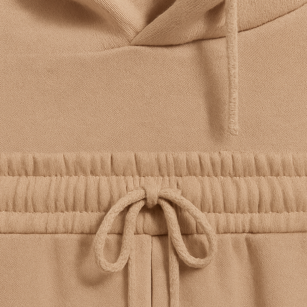 Hoodie lounge set with oversized sweatshirt and elastic waist pants, styled for cozy modern wear