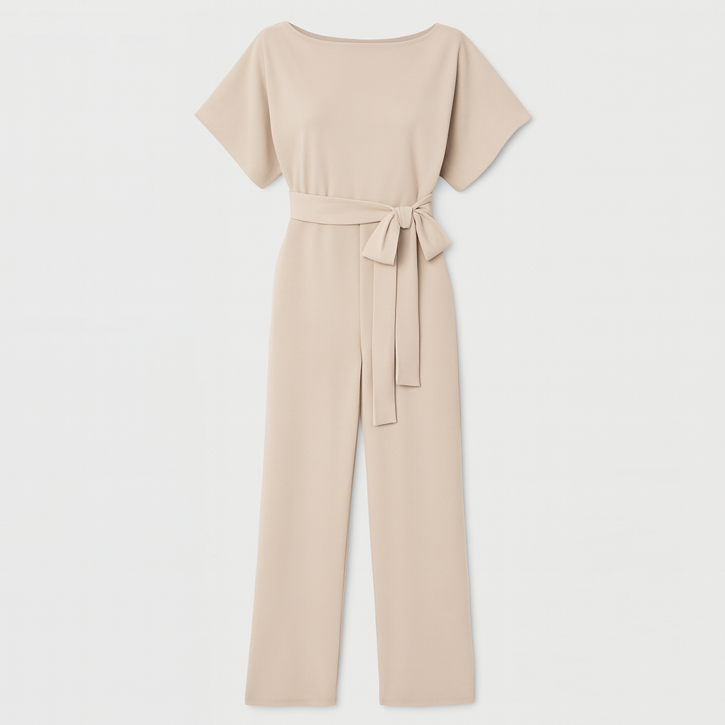 The Sneha Belted Jumpsuit – Jumpsuit – Beige – Lila Faye