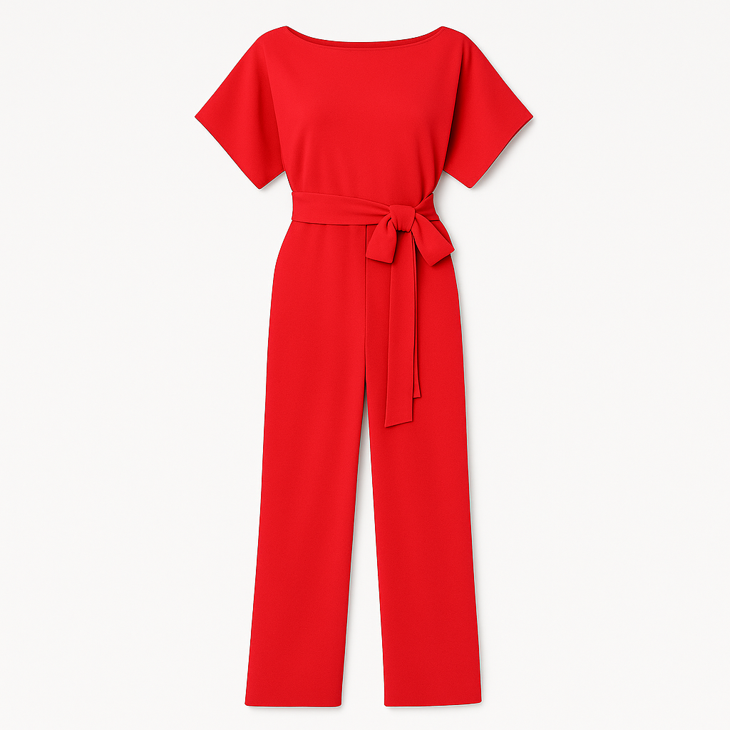 The Sneha Belted Jumpsuit – Jumpsuit – Red – Lila Faye