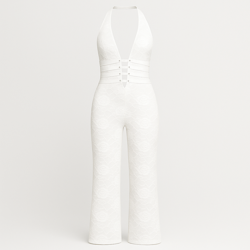 The Sunita Halter Jumpsuit – Jumpsuit – White – Lila Faye