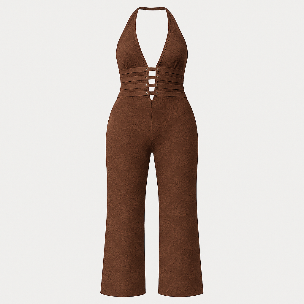 The Sunita Halter Jumpsuit – Jumpsuit – Brown – Lila Faye