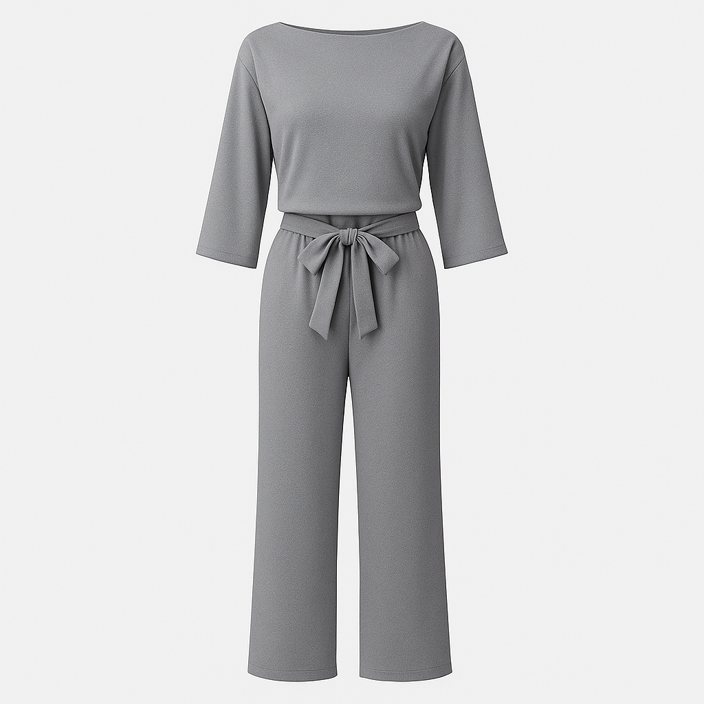 The Thavone Belted Jumpsuit – Jumpsuit – Grey – Lila Faye