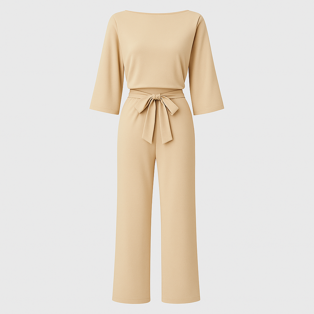 The Thavone Belted Jumpsuit – Jumpsuit – Beige – Lila Faye