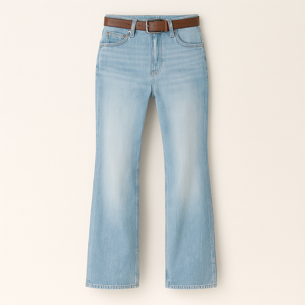 Straight-leg jeans with five-pocket design and button-front closure.