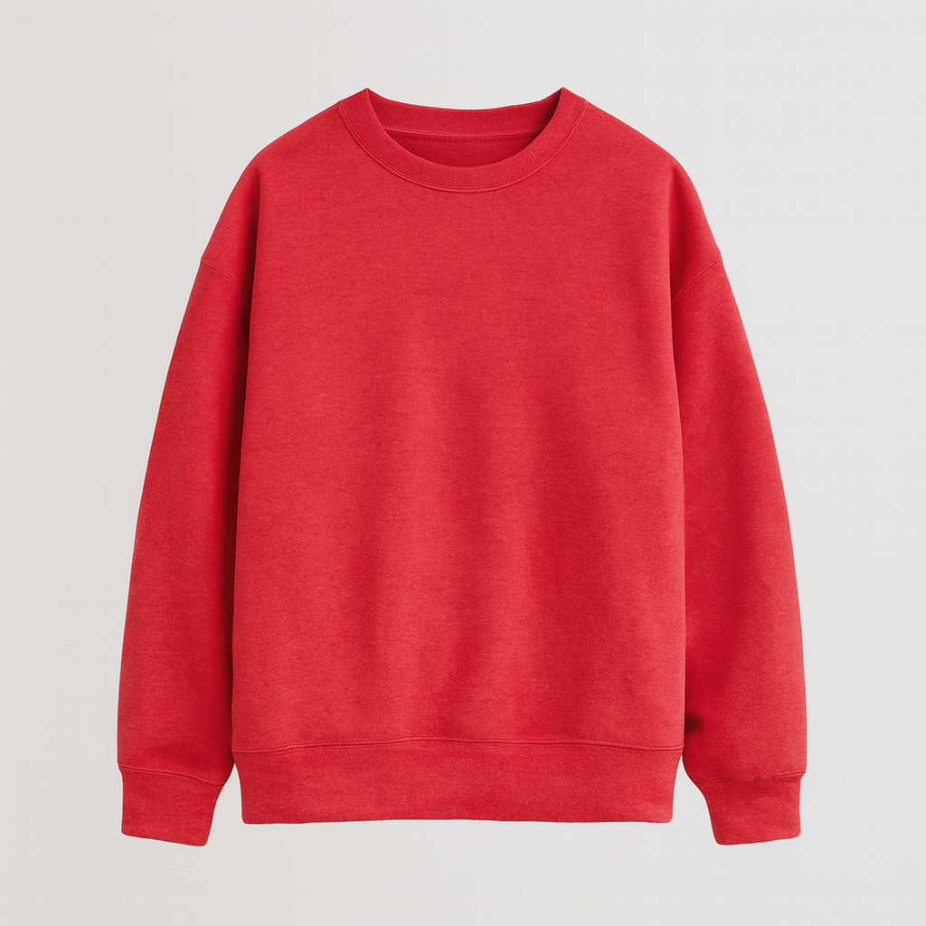 A basic crewneck sweatshirt with long sleeves, ribbed cuffs, hem, and neckline, designed with a relaxed fit.