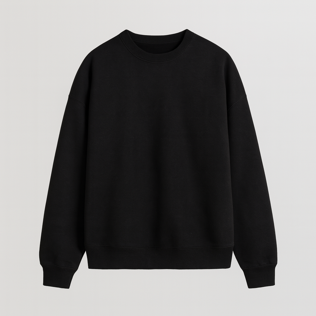 A basic crewneck sweatshirt with long sleeves, ribbed cuffs, hem, and neckline, designed with a relaxed fit.