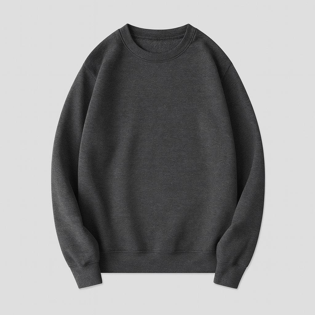 A basic crewneck sweatshirt with long sleeves, ribbed cuffs, hem, and neckline, designed with a relaxed fit.