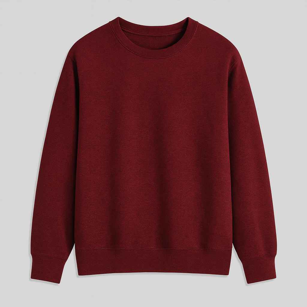 A basic crewneck sweatshirt with long sleeves, ribbed cuffs, hem, and neckline, designed with a relaxed fit.
