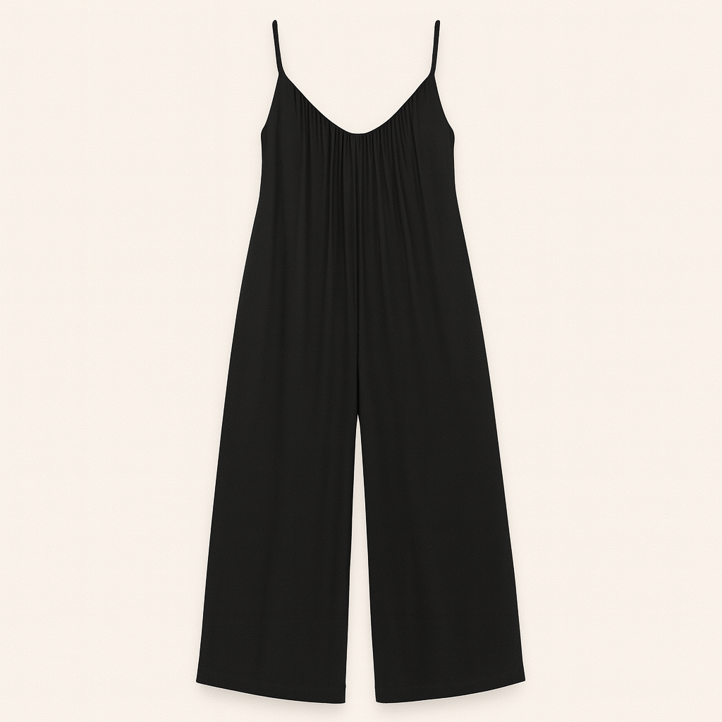 Flowy wide-leg jumpsuit with spaghetti straps and relaxed fit