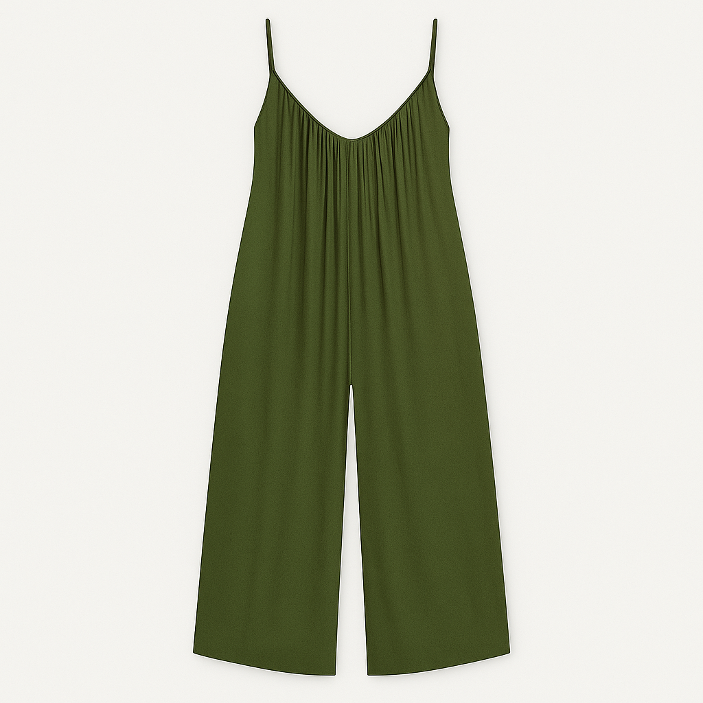 Flowy wide-leg jumpsuit with spaghetti straps and relaxed fit