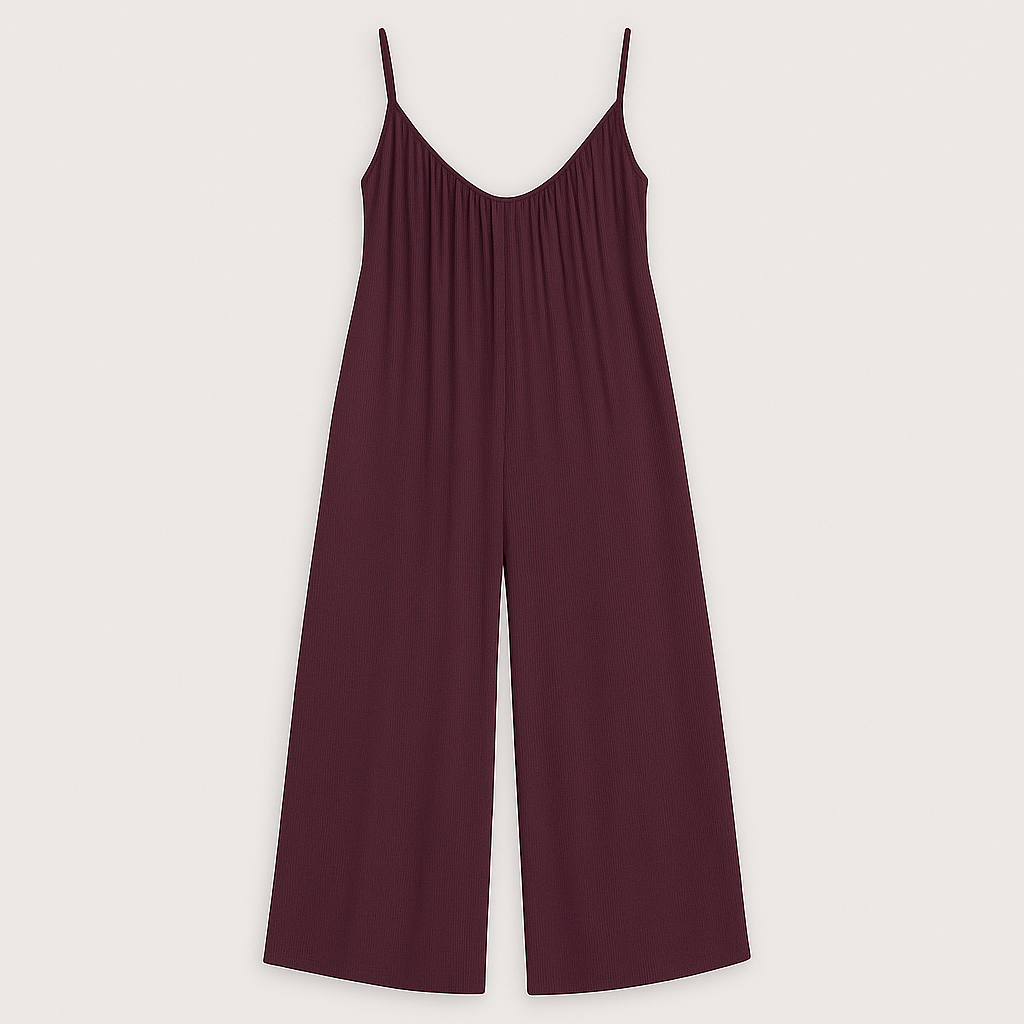 Flowy wide-leg jumpsuit with spaghetti straps and relaxed fit