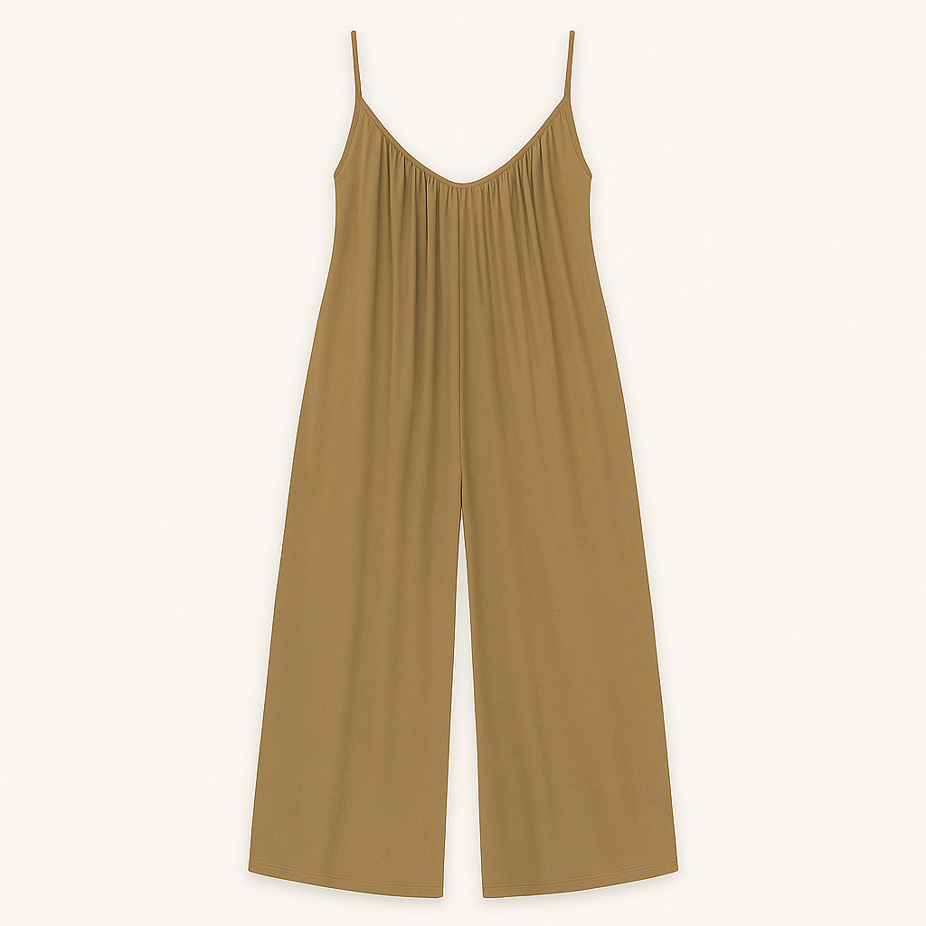 Flowy wide-leg jumpsuit with spaghetti straps and relaxed fit