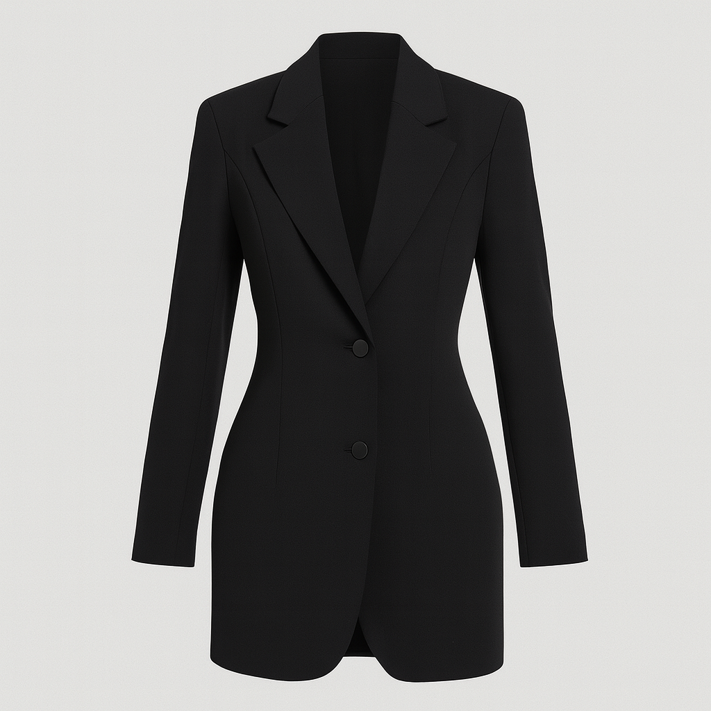 Fitted blazer with deep neckline and front slit