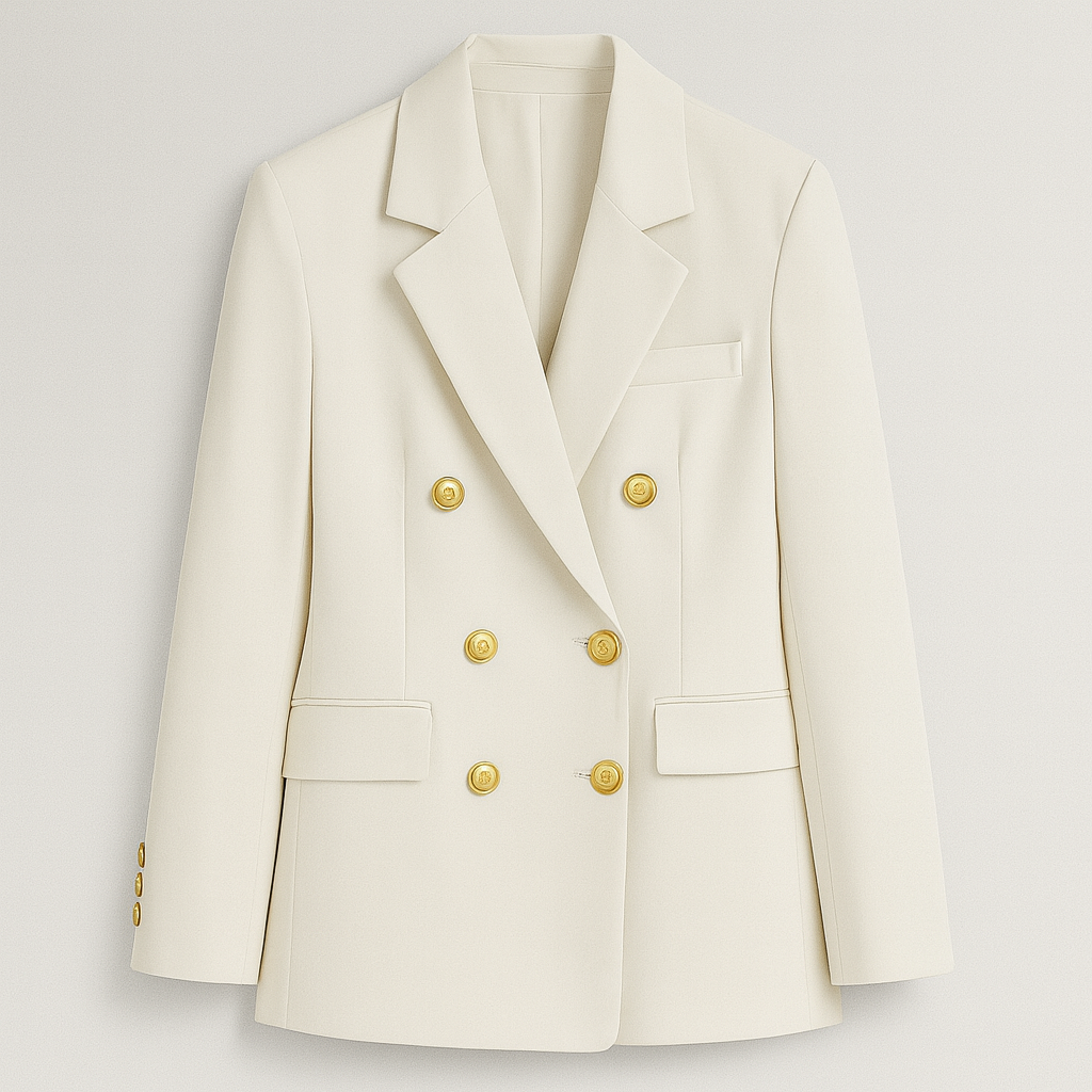 The Victoria Double-Breasted Blazer – Jacket – White – Lila Faye