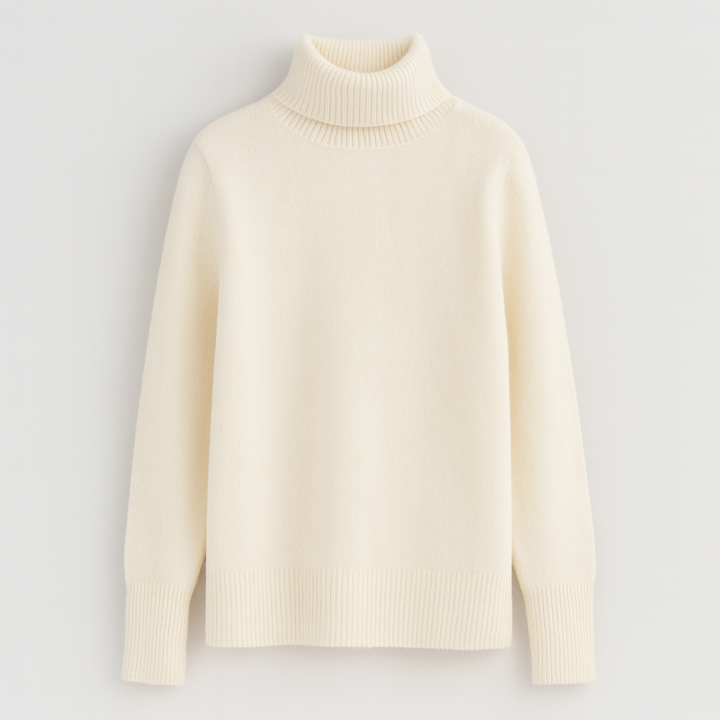 The Emilia Turtleneck Knit Sweater – Sweaters – White – Lila Faye