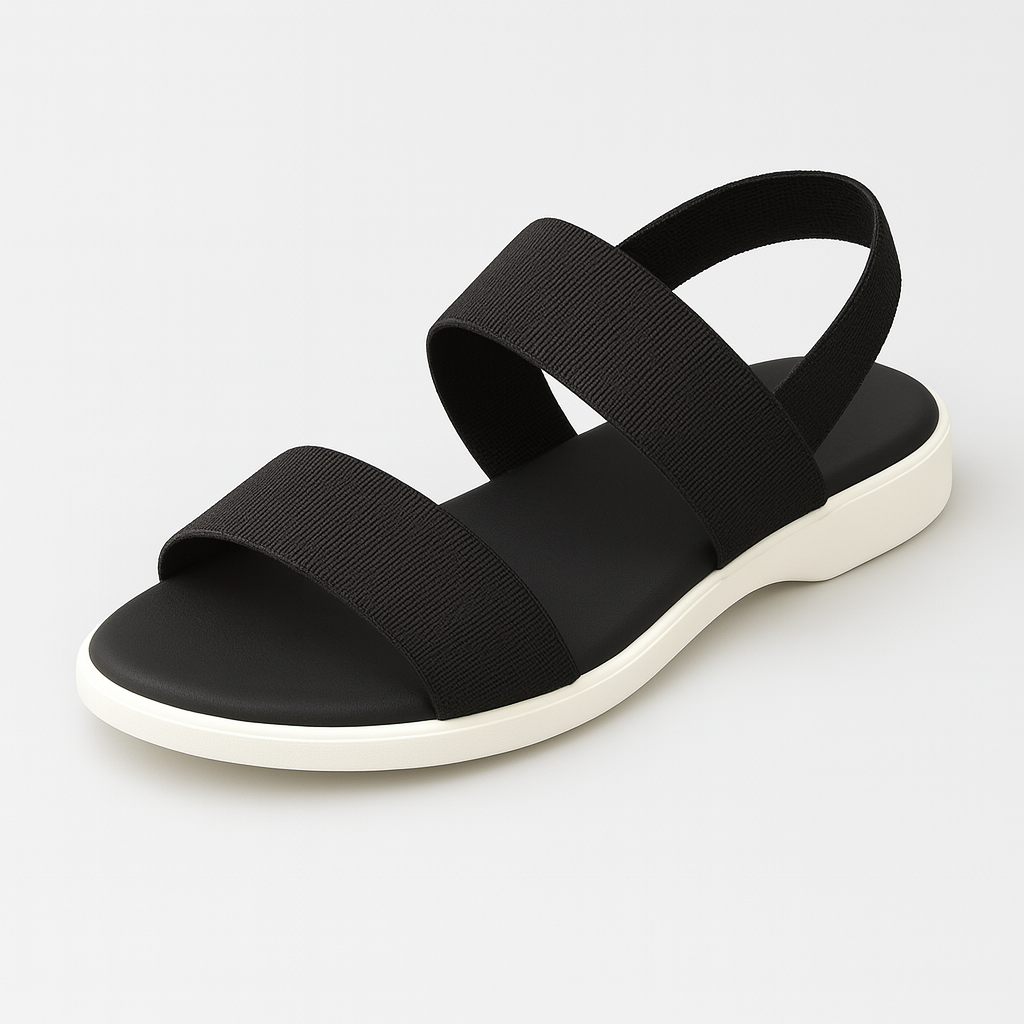 Sandals with wide dual straps and slingback support, designed for everyday casual comfort